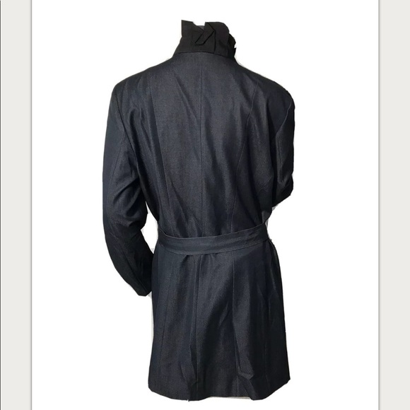 Tahari ruffle mock neck trench coat Large - Picture 2 of 8
